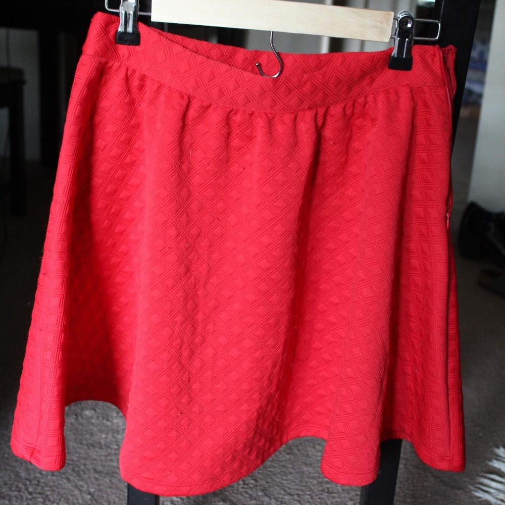 Textured Red Skirt